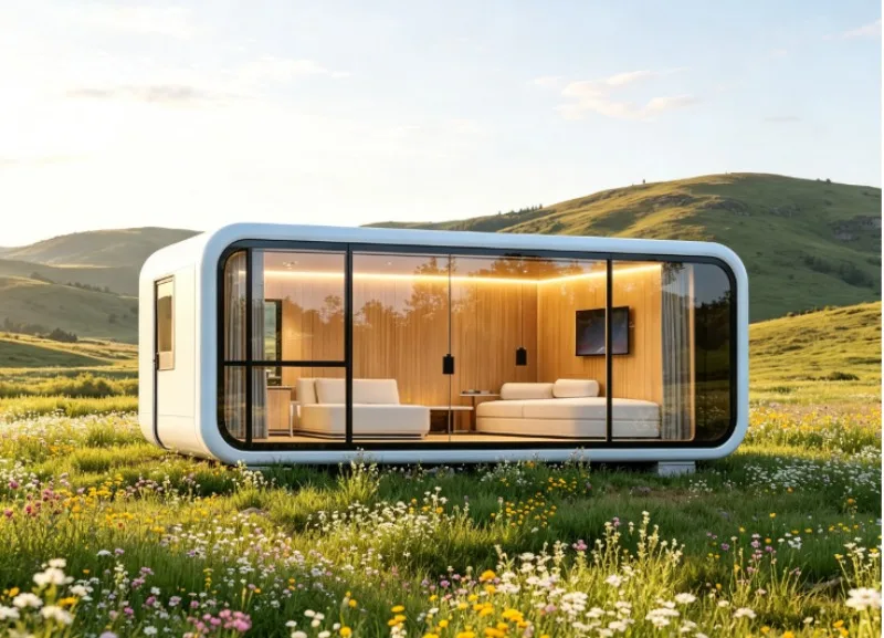 Modular Prefabricated Apple Capsule Home, Customizable Tiny House For Outdoor Glamping And Vacation Accommodation