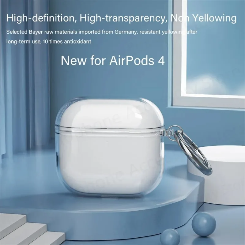 Новый прозрачный защитный чехол для наушников для AirPods 4-го поколения с брелоком для Airpod 4-го поколения, чехол для зарядки, коробка 2024
