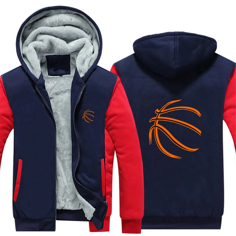 

Basketball pattern Print 2025 New Autumn And Winter Men Thicken Sweatshirt Full Zipper Fleece Warm Comfortable Hoodies