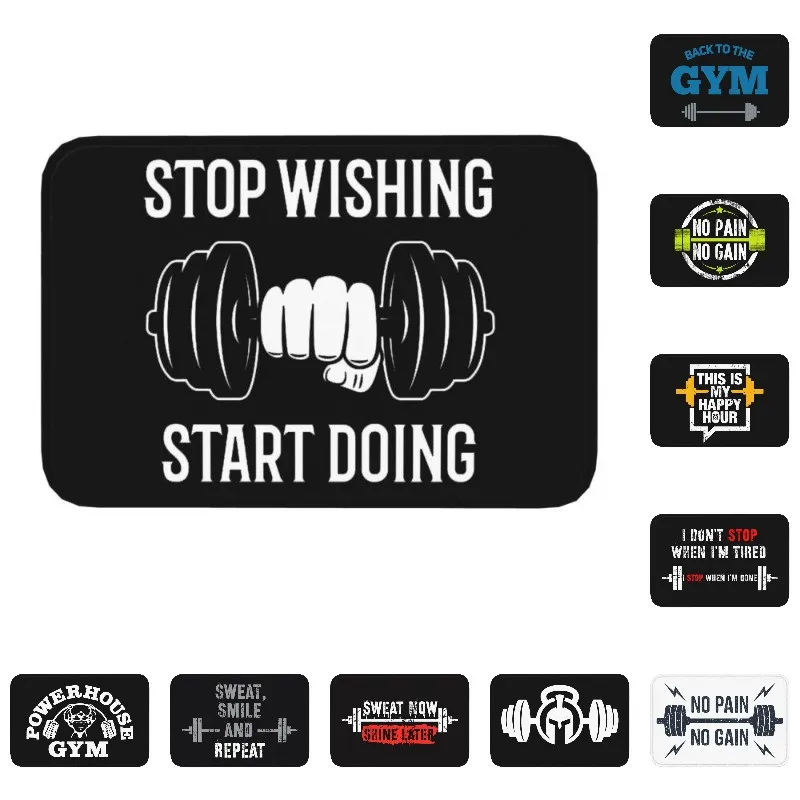 Stop Whining Start Doing Gym Life Doormat Non-Slip Entrance Kitchen Door Floor Mat Bodybuilding Quote Bedroom Rug Carpet