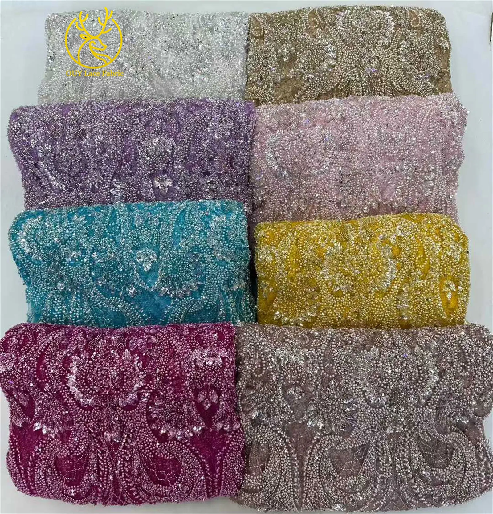 2026 Eleganter, hochwertiger afrikanischer nigerianischer Perlen-Spitzenstoff, luxuriöses französisches Pailletten-Netzgewebe, 5 Yards für Damen-Abendkleider und Partys – Detail 15