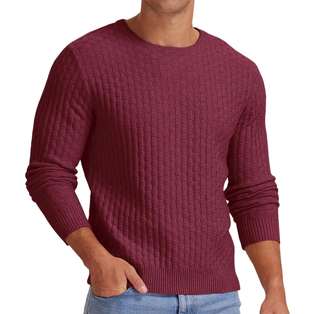 

New men's round neck men's pullover autumn and winter long sleeved V-neck Fried Dough Twists thickened knitting base sweater