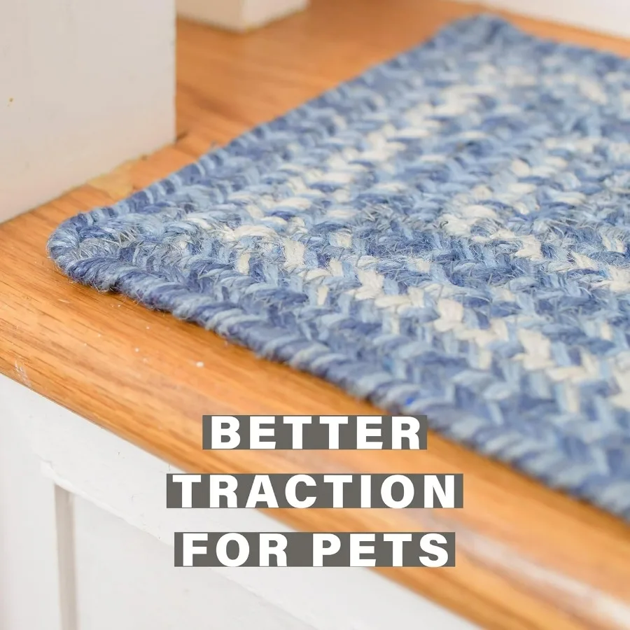 데님 주트 브레이디드 계단 매트 목재 계단용 컨트리 코스탈 데코 세트 13개 블루 8x28 직사각형 계단용 러그 쉽게 청소 가능