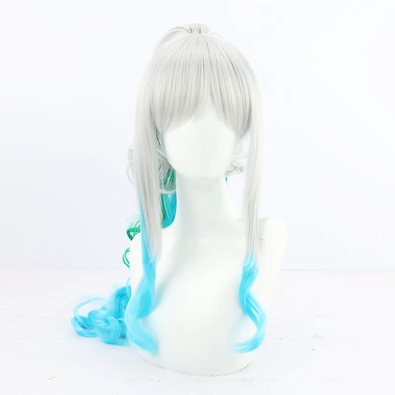 Yamato parrucca Cosplay Anime 70cm lunghi capelli sintetici resistenti al calore parrucche per feste di Halloween + cappuccio per parrucca + oggetti di scena per corna