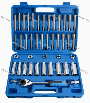 RU43pc Shock Absorber Strut Nut Go-thru Socket Set & Ratchet  Steering Hub Suspension Shock Absorber Nut Removal Tool Socket Kit