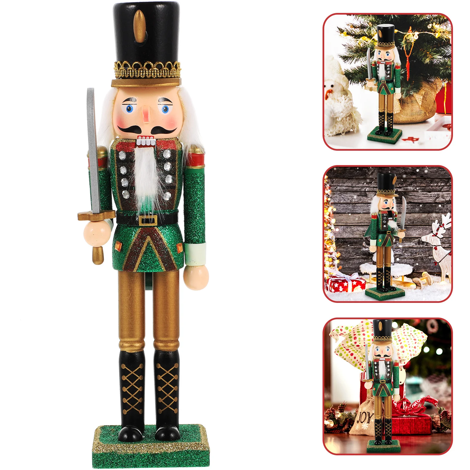 

Traditional Christmas Nutcracker Wooden Craft Decoration for Dining Room Bedroom Fireplace Mantel Xmas Holiday Seasonal Display