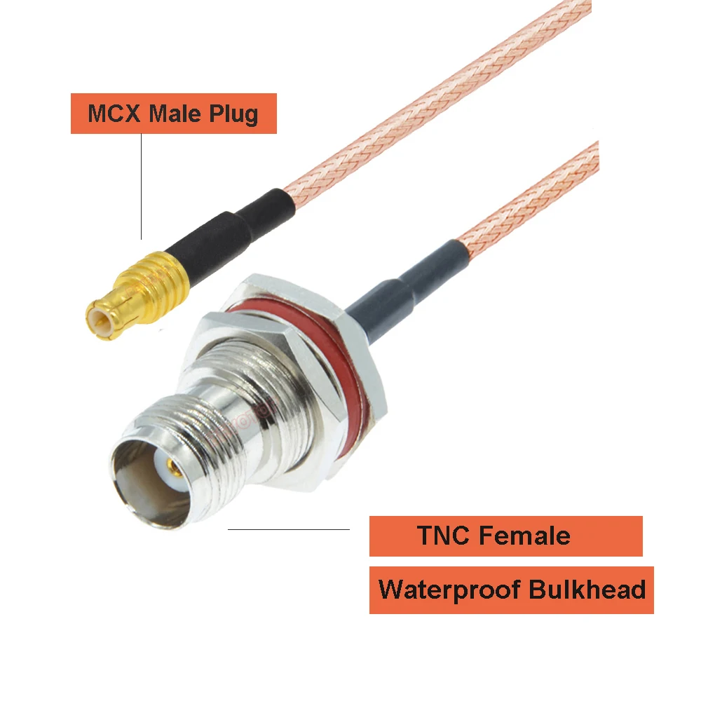 1PCS TNC to MCX RG316 Cable RP-TNC / TNC Female to MCX Male 180° / 90° Plug 50 Ohm RF Coaxial Extension Coaxial Jumper Pigtail