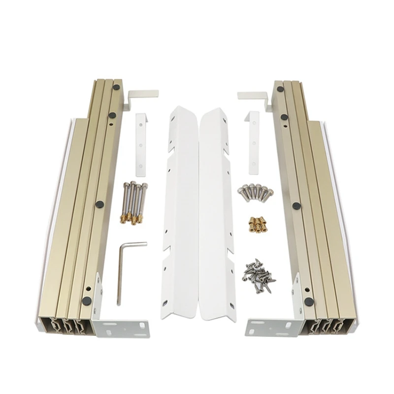 Hidden flat push multi-section telescopic folding rail hardware accessories multi-function cabinet dining table drawer slides