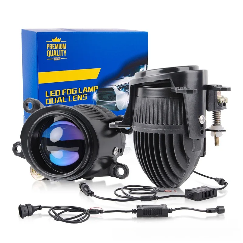 3 Inch Bi-LED Laser Projector Fog Lights H7 LED Three Color High Low Beam For Toyota Corolla Vios Car Retrofit Front Fog Lamps