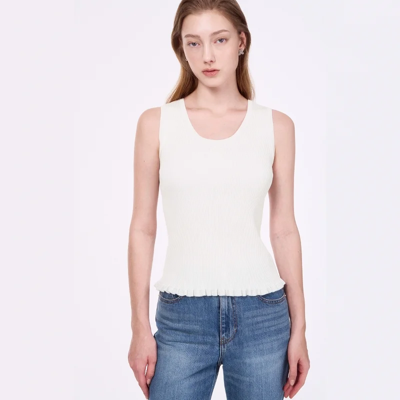 

Casual round Ne Knitted Vest Korean Sle Commute Faion Slim Fit Base Layer irt Single Piece Color Spring 2023