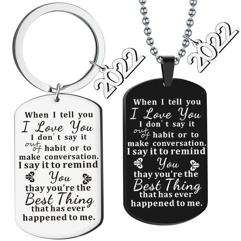 2022 Global New Lovers Jewelry Valentine's Day Stainless Steel Military Brand Key Chain Cartoon Necklace Statement Heart Pendant