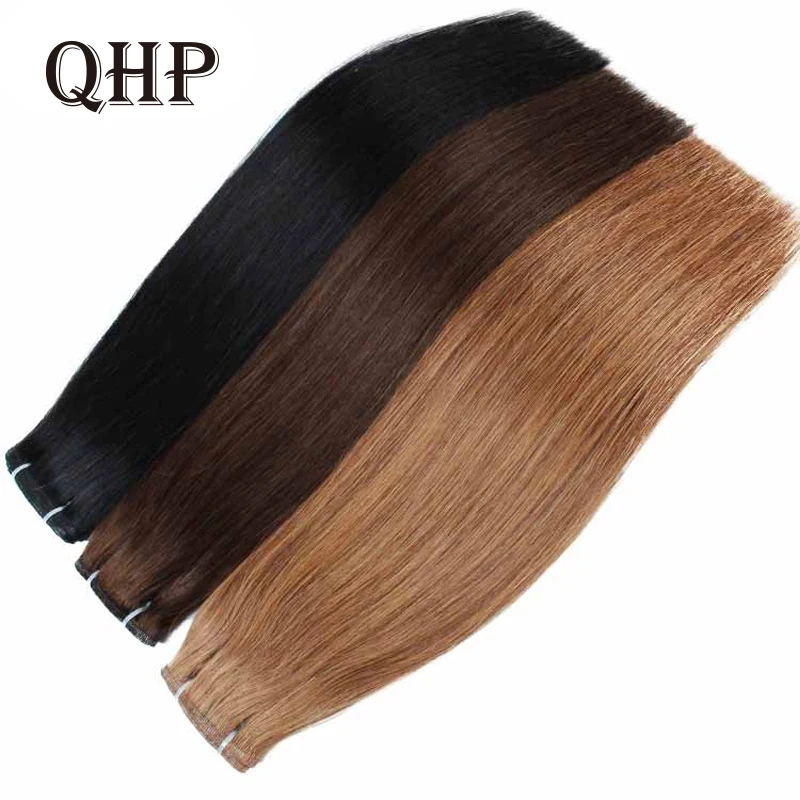 

Straight Silk Hair Weft Raw Virgin Human Hair Bundle Double Drawn Unproccessed Human Hair Natural Color Thick Hair End 50g/set