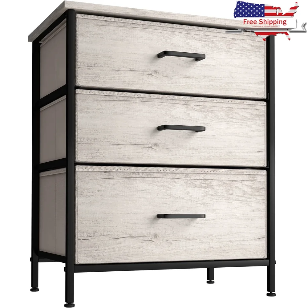 

Multifunctional Nightstand with 3 Drawers Ideal Bedroom Living Room Bathroom College Dorm Easy Assembly Space Saving Storage