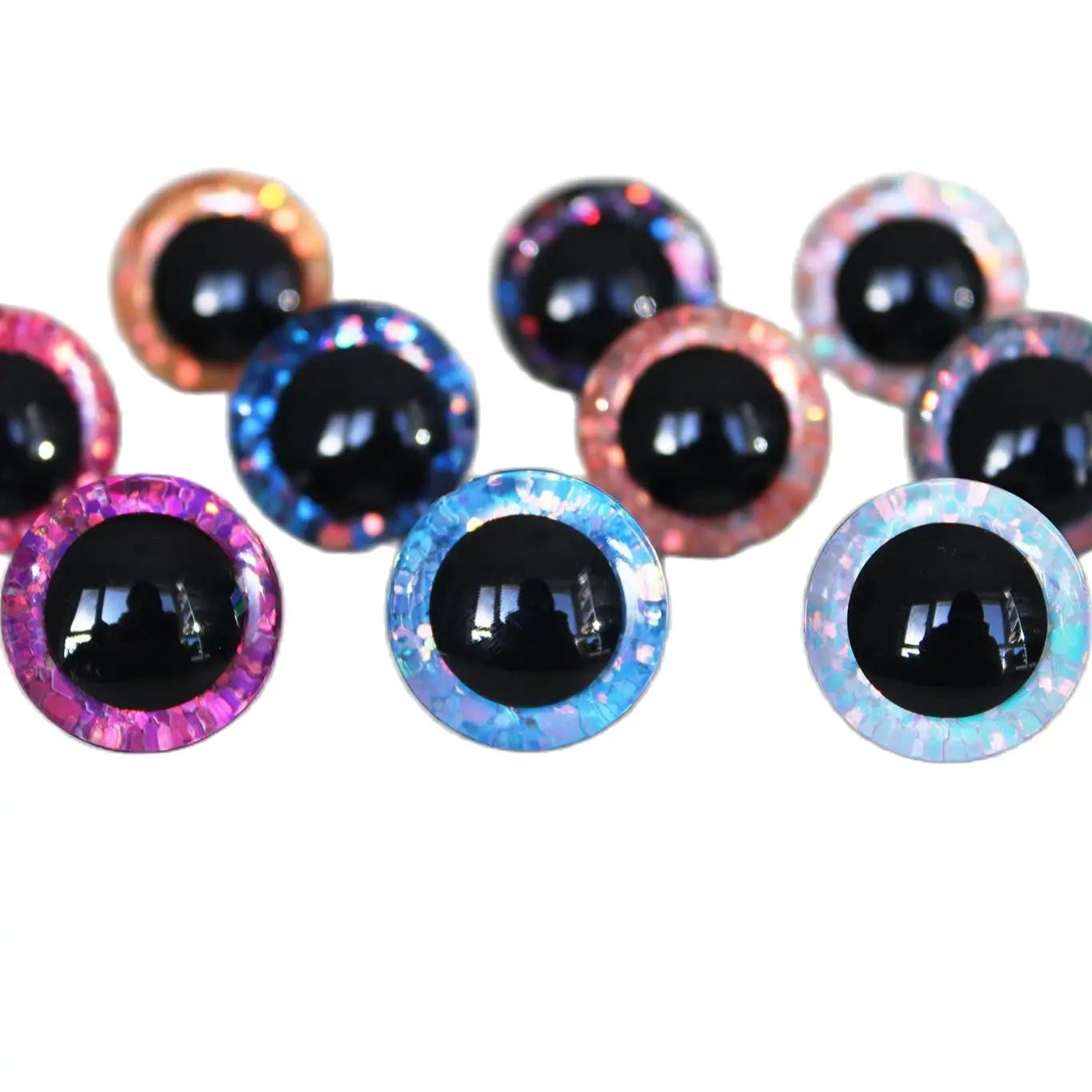 20 peças 9mm a 35mm olhos artesanais nova moda super 3d glitter brinquedo olhos de segurança boneca olhos de pupila com arruela-cor option-T10