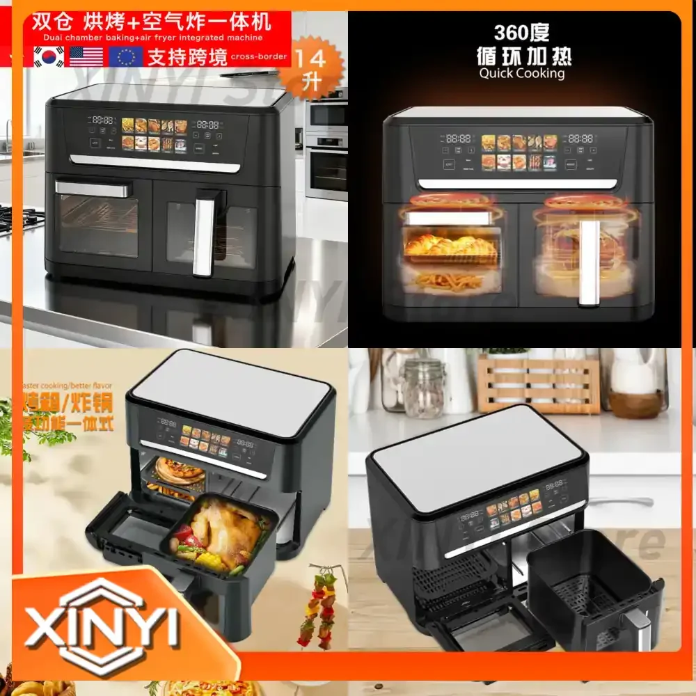 14L Dual-Basket Air Fryer for Home Use High-Power Smart Oil-Free Electric Air Fryer Oven for All Food Types