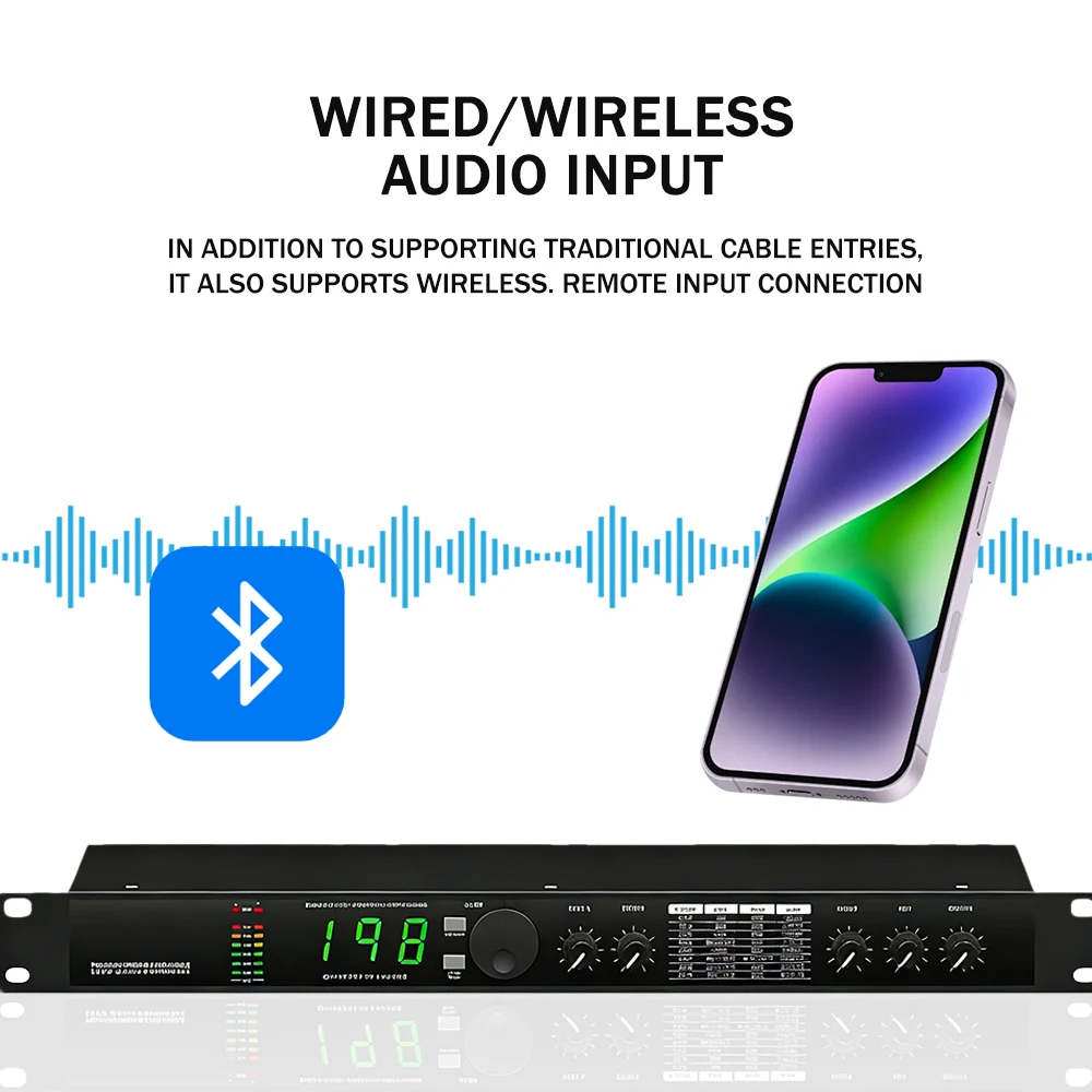 

Professional Digital Audio Processor KTV Karaoke Preamp Effect Processor Anti-howling DSP Mixer with Reverb & Equalizer for Stag