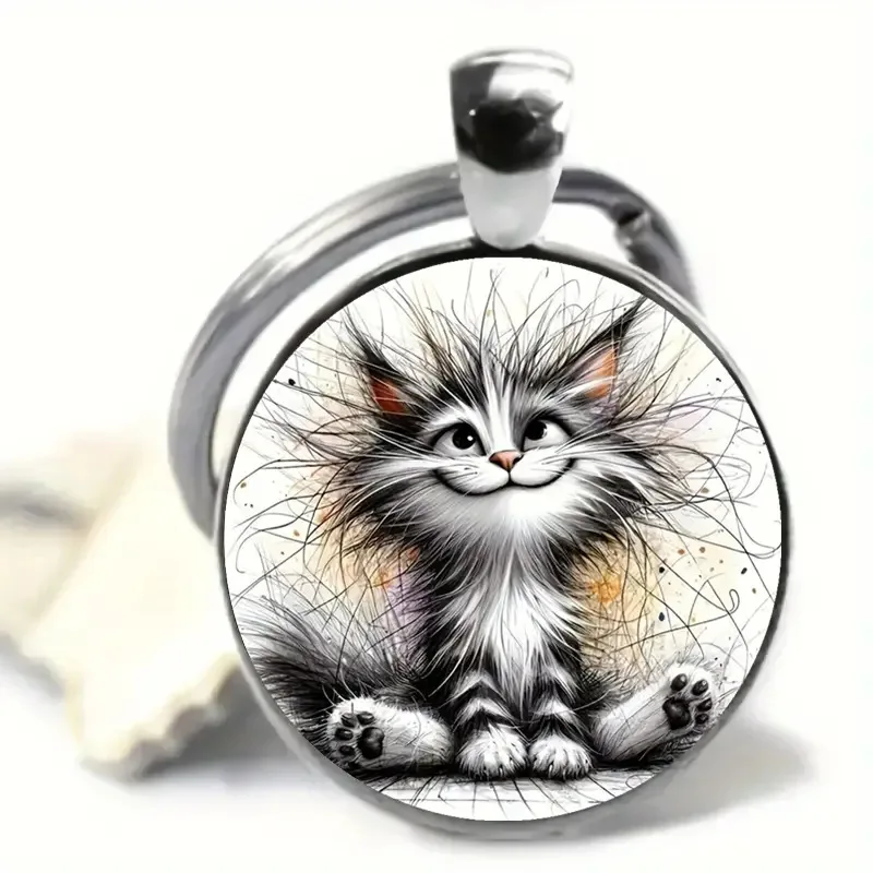 Pet New Fashionable Cat Design Fashionable Alloy Keychain - Multifunctional Keychain Suitable for Bags