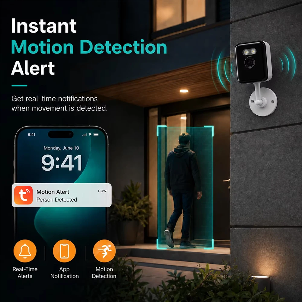 2 Pack 5MP Wireless WiFi IP Cameras 2.4GHz Home Security CCTV Camera Full Color Night Vision Motion Alerts TF Card Cloud Storage