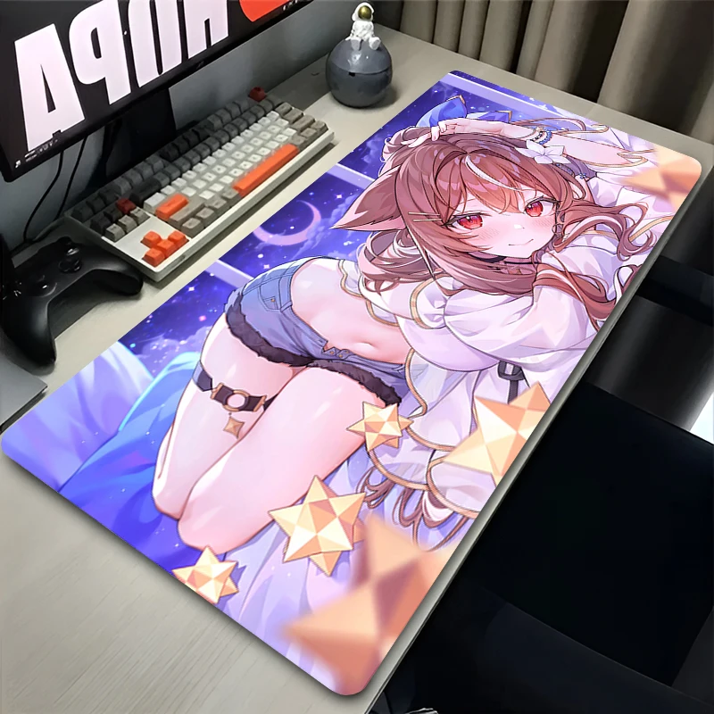 Mouse Pad Computer Gaming Mousepad Cat Ears Anime Girl Rubber Desk Mat Non-slip PC Laptop Gamer Accessories Keyboard Pad Carpet