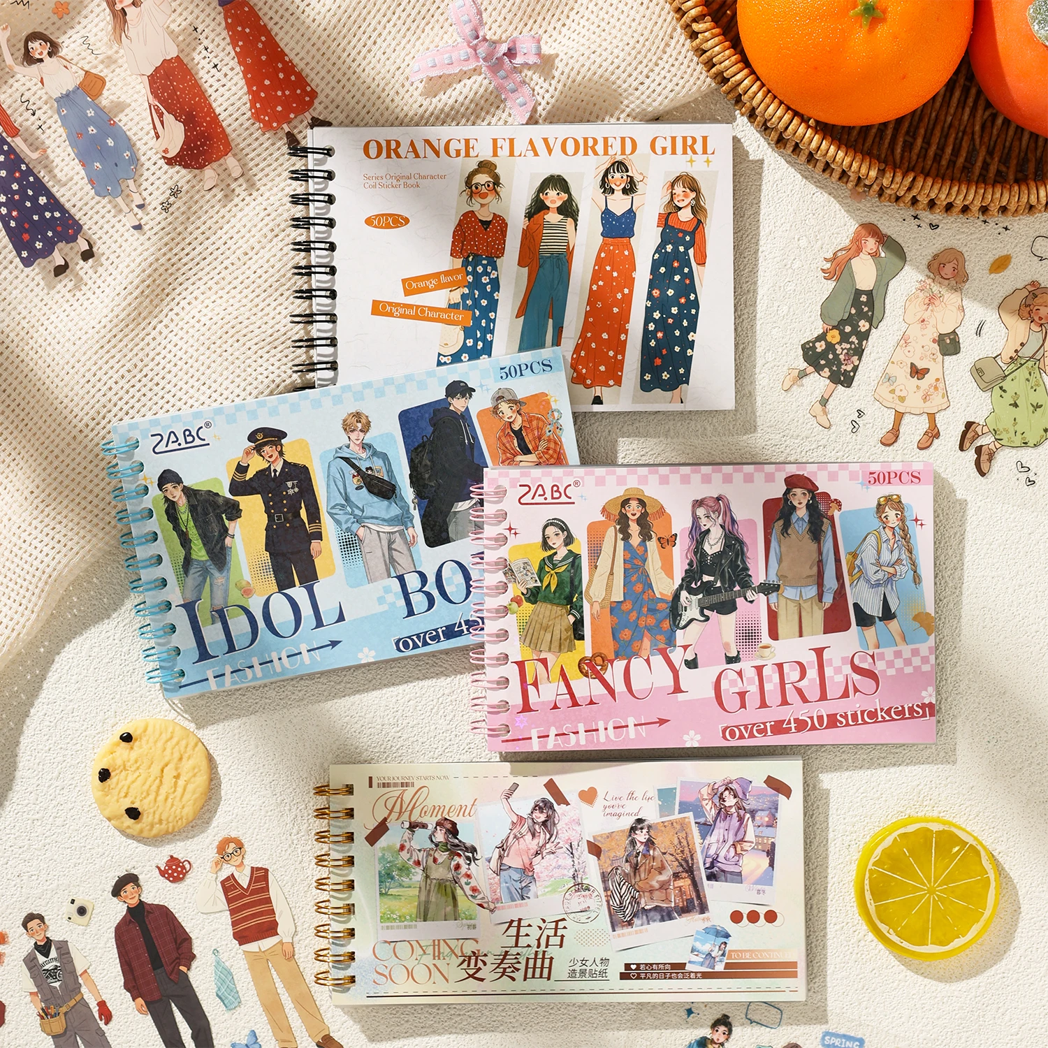 50 Pieces Japanese Style Cute Boys & Girls Stickers, Handmad