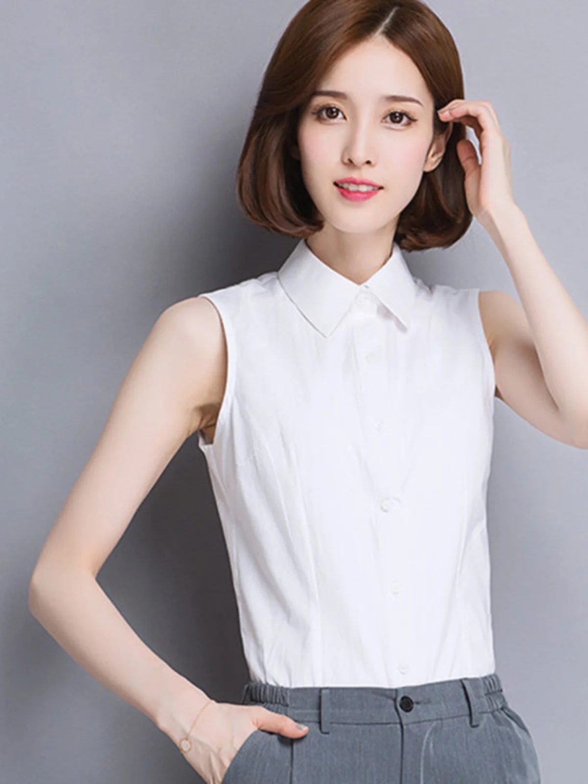 

Большие размеры из чистого хлопка, женский воротник Svel irt, облегающая основа, белая, irt Profional OL, прямая трубка для поездок на работу