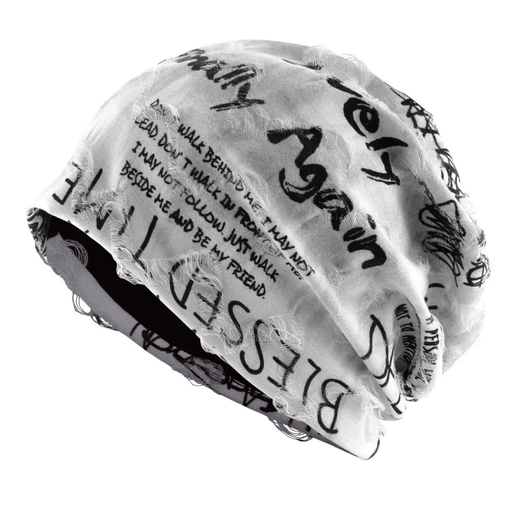 

Thin Bonnet Letter Print Beanie Loose Style Wasteland Style Hip Hop Beanies Streetwear Design Pullover Hat Streetwear Fashion