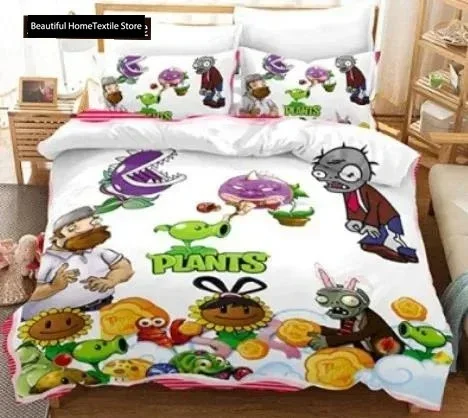 Afbeelding 5: Plants Vs Beddengoed Sets Zombie Comfortabel Dekbedovertrek Kussensloop Beddengoed Set Kinderen Slaapkamer Decoratie Thuis Textiel