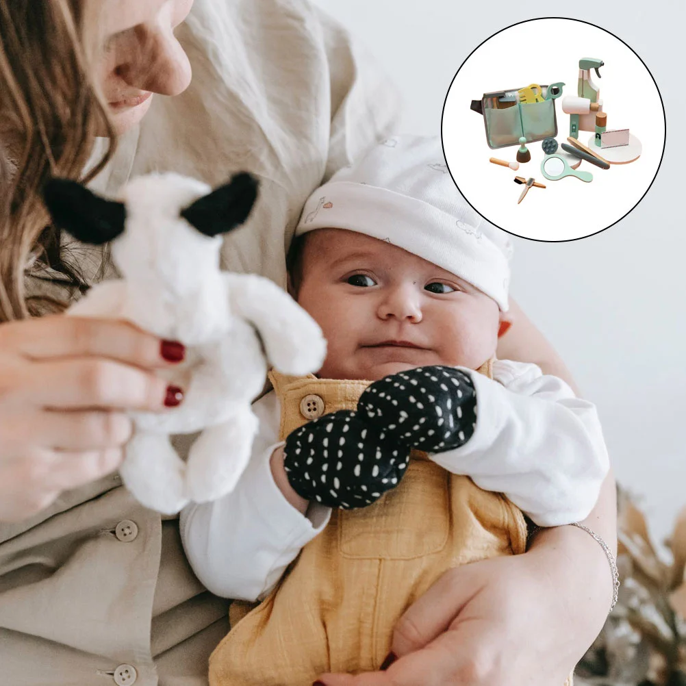 1 Set di strumenti per taglio di capelli in legno Set da gioco per bambini Apprendimento precoce Giochi di finzione Kit da barbiere Simulazione educativa per bambini Parrucchiere