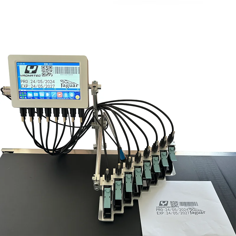 Máquina de codificación automática multicabezas, 7 pulgadas, 12,7mm/25,4 MM, 28 idiomas, fecha de caducidad, impresora de inyección de tinta en línea, impresora TIJ