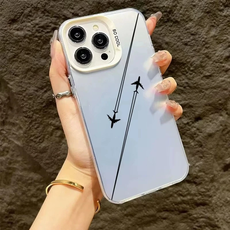 Laser aeronaves companhia aérea luxo imd caso de telefone para iphone 16 15 14 13 12 11 pro max 16e xr xs max 7 8 plus 12 mini y2k casos de telefone