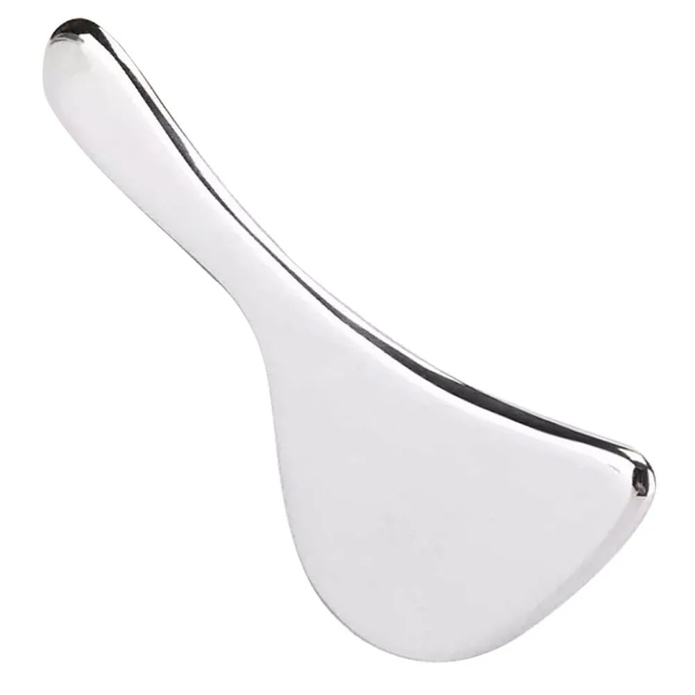 페이스 괄사 도구 스테인리스 스틸 얼굴 마사지 스크레이퍼 부드러운 가장자리 얼굴 턱 감소용 괄사 근육 스크레이퍼