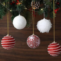16 Pcs/Set 6cm foam ball decoration for Christmas tree winding white plush Christmas Ball Decoration