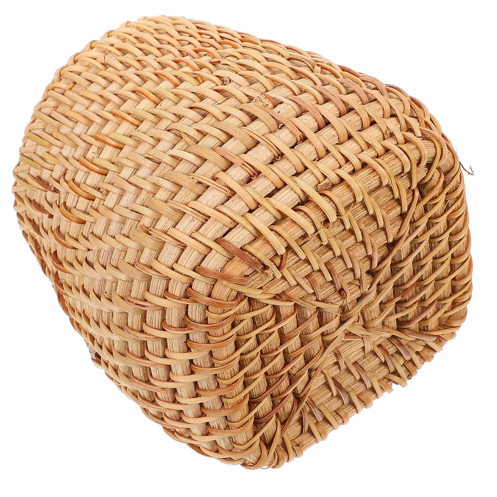 1pc Wood Woven Pen Holder Rattan Storage Basket Desktop Organizer Home Accessory Handcrafted Container Space Saving