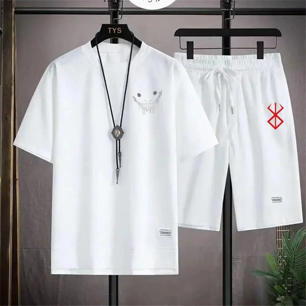 2025 Summer Hot Breathable Casual Men's Waffle&Gree Brand Set