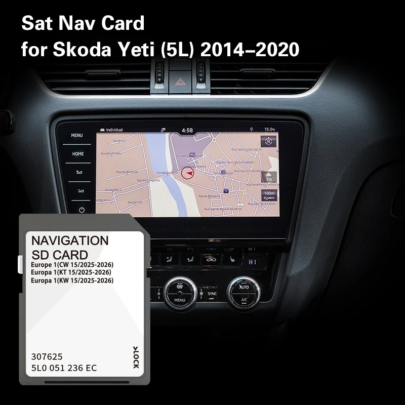 

32GB MIB2 2025 for Skoda Yeti 2014 2015 to 2020 Navigation SD Card Cover Italy Kosovo Kazakhstan Latvia Metal Europe