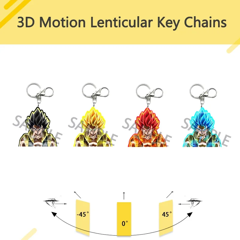 3D Anime Dragon Ball Z Gogeta  Saiyan Motion Key Chains Acrylic Keychains Bag Pendant Car Keyring Anime Peripherals Gift - view 2