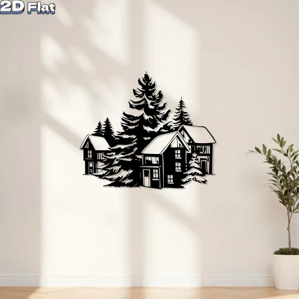 Modern Rustic Aluminum Wall Art  Waterproof Durable Iron Decor for Living Room Garden Fence Cozy Cabin