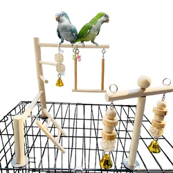 Natural Wood Parrot Playground - Outdoor Cage Bird Climbing Ladder Swing Toy Parakeet Perches Cockatiel Play Gyms Stand