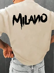 Summer Men's 100% Cotton Casual Loose Oversized Italia Print Round Neck Short Sleeved T-Shirt Top Clothes Oversized T Shirt
