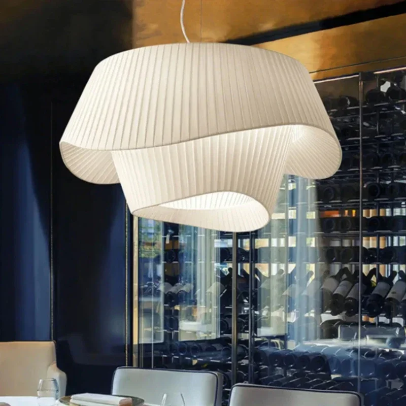 GELITAYIN الشمال النسيج قلادة تركيبة إضاءة للمطبخ غرفة نوم غرفة الطعام الأبيض البيج أضواء السقف مصابيح معلقة المنزل #3