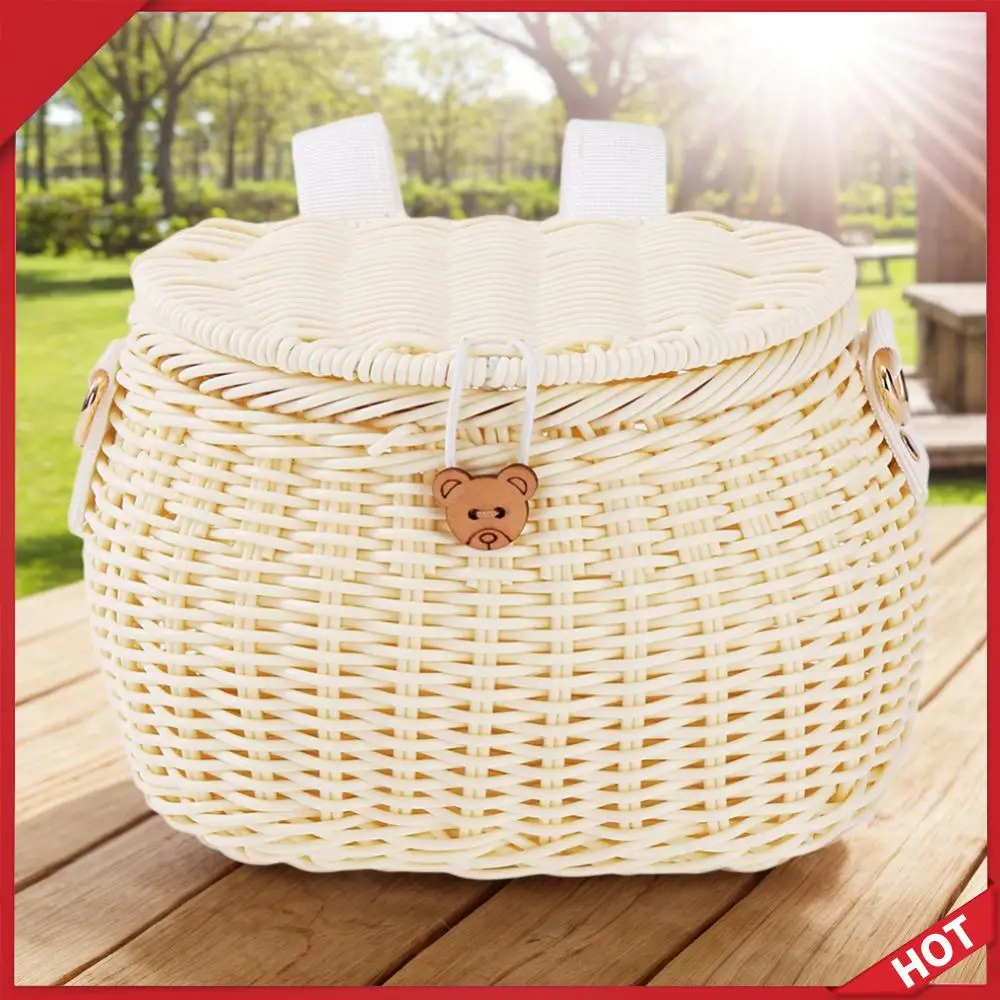 

Велосипедная корзина-рюкзак ручной работы с крышкой, для велосипедов, самокатов и трехколесных велосипедов, с регулируемыми кожаными ремнями, для детских велосипедов