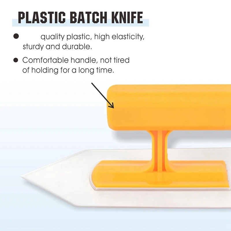 ABRE-Plastic Trowel Kit Round&Square&Tipped End Finishing Trowels 3 Piece Small Light Weight Finishing Plastic Trowel
