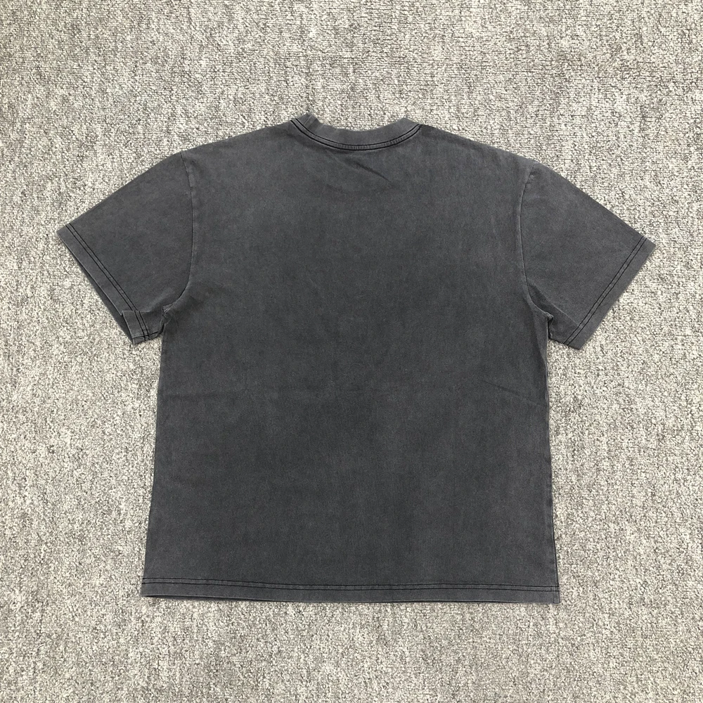 Yao Fashion Vintage Washed Retro Hip Hop High Street Loose Fit Summer Daliy Wear Tops Tee T Shirt