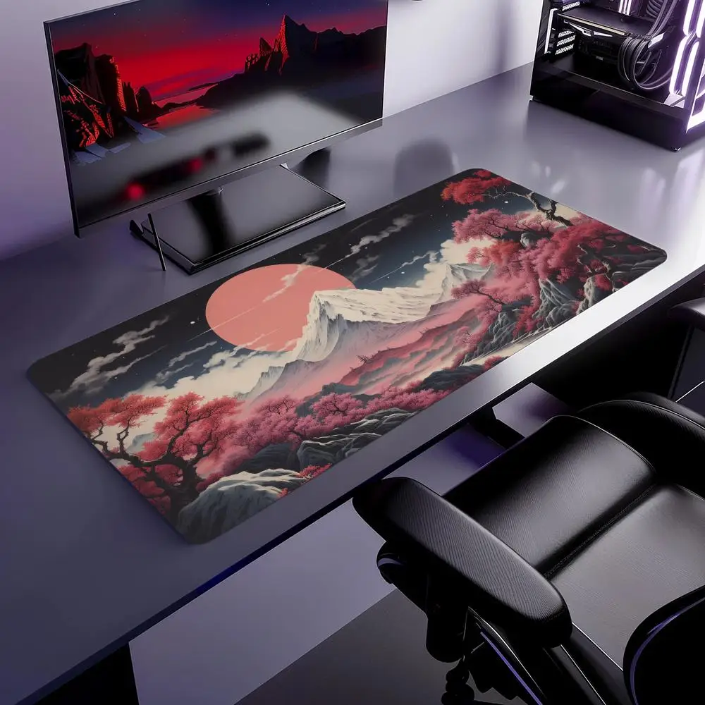 900x400 High-Definition Mouse Pad Japanese Cherry Blossom Theme Gaming Keyboard Mat Non-Slip Office Computer Landscape Mouse Pad