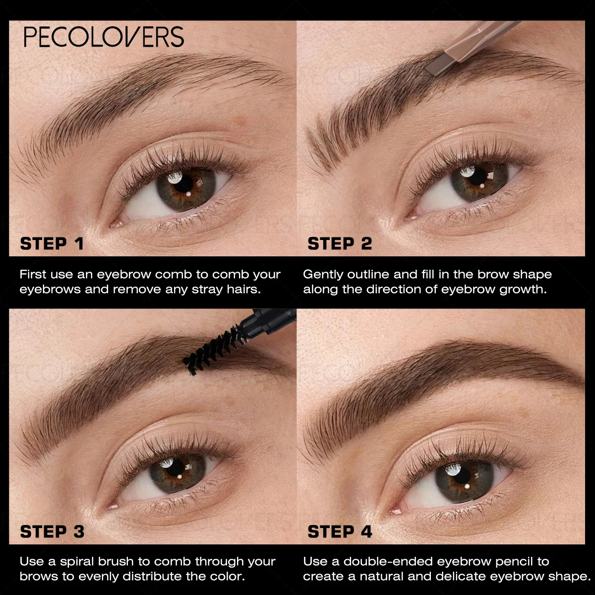 1 Pc Double Heads Eyebrow Pencil, Waterproof & Long-lasting & Easy Ware & Natural Makeup with Eyebrow Brush, Multi-color