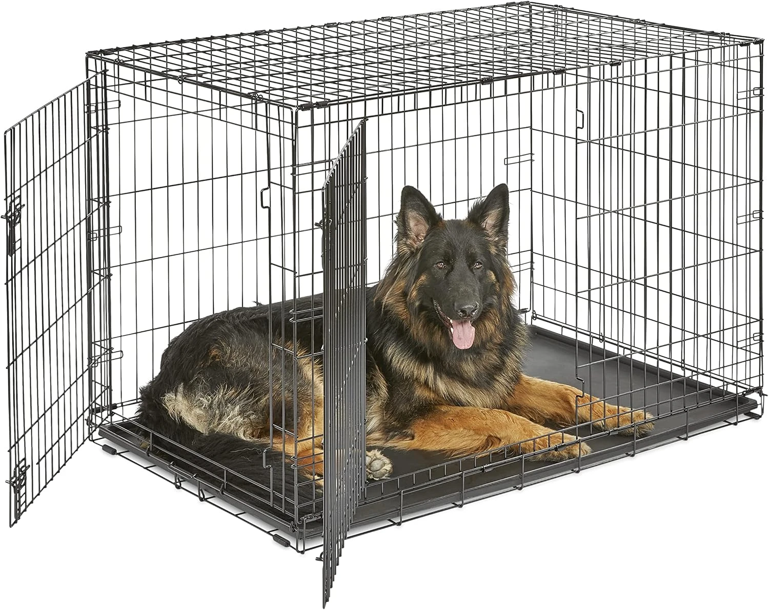 

Newly Enhanced Double Door iCrate Dog Crate, Includes Leak-Proof Pan, Floor Protecting Feet