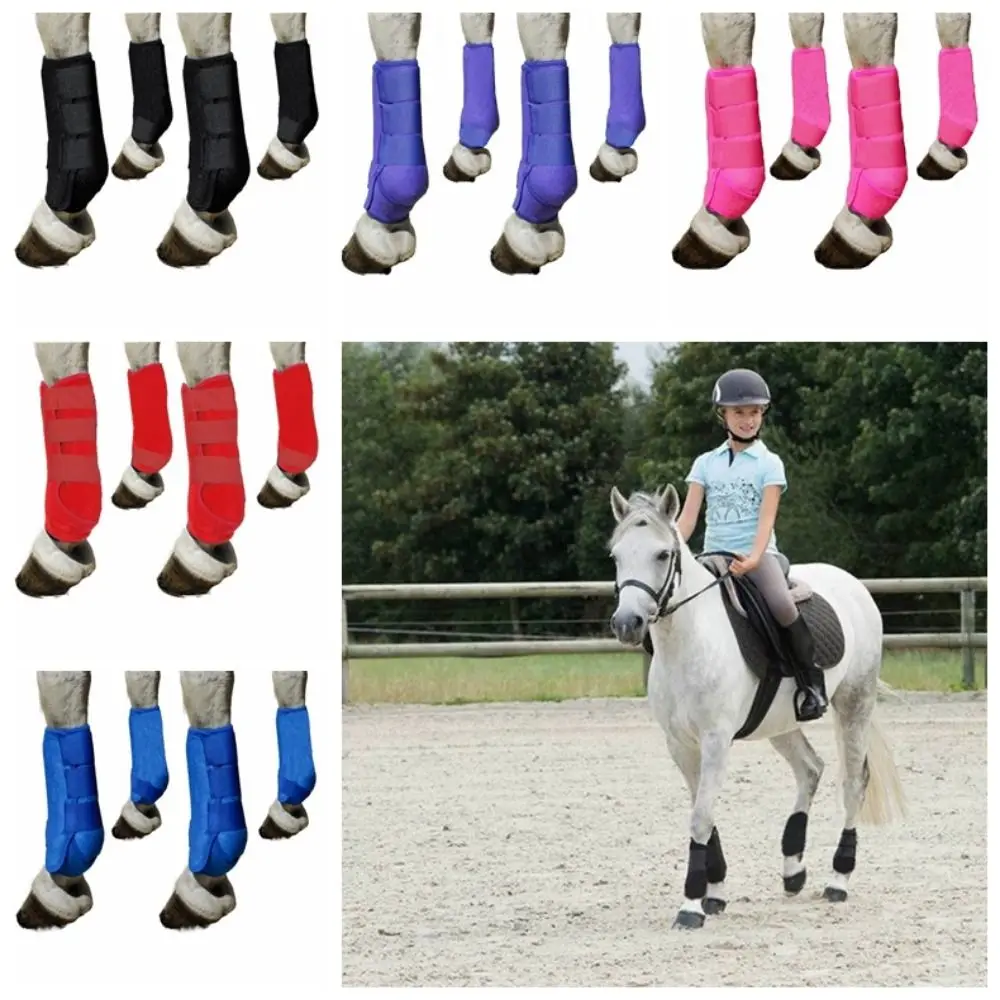 Colorido Cavalo Esporte Botas Set, Durable Respirável Medicina Escovar, fácil de usar, Frente Hind Legs Guard, 3 Tamanhos, 4Pcs