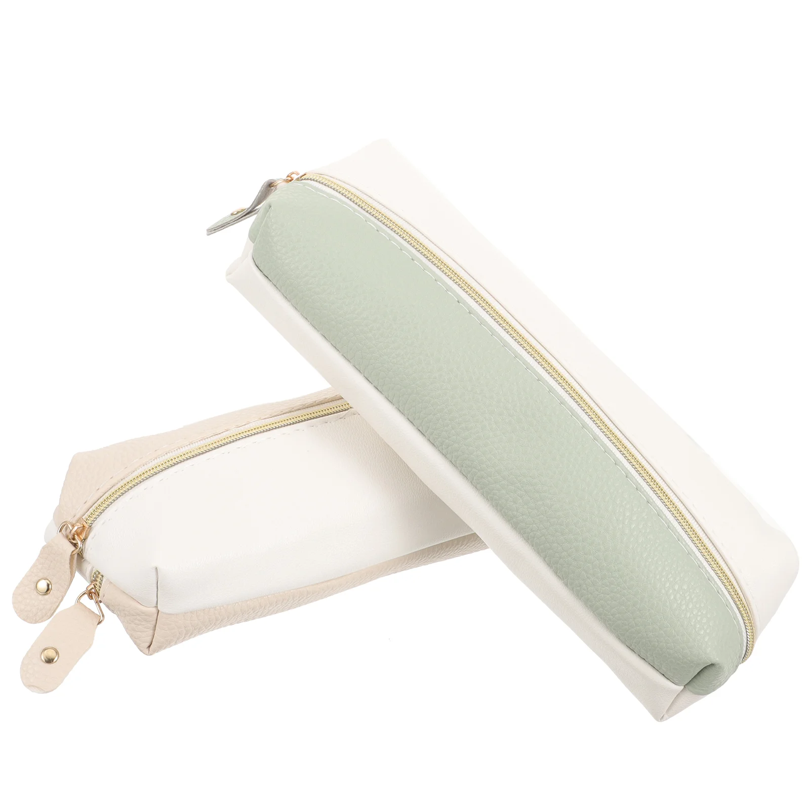 2 Pcs Creative and Simple Double Zipper Pencil Case Pouch for Unisex Students Bag Big Cute Office Multipurpose Small
