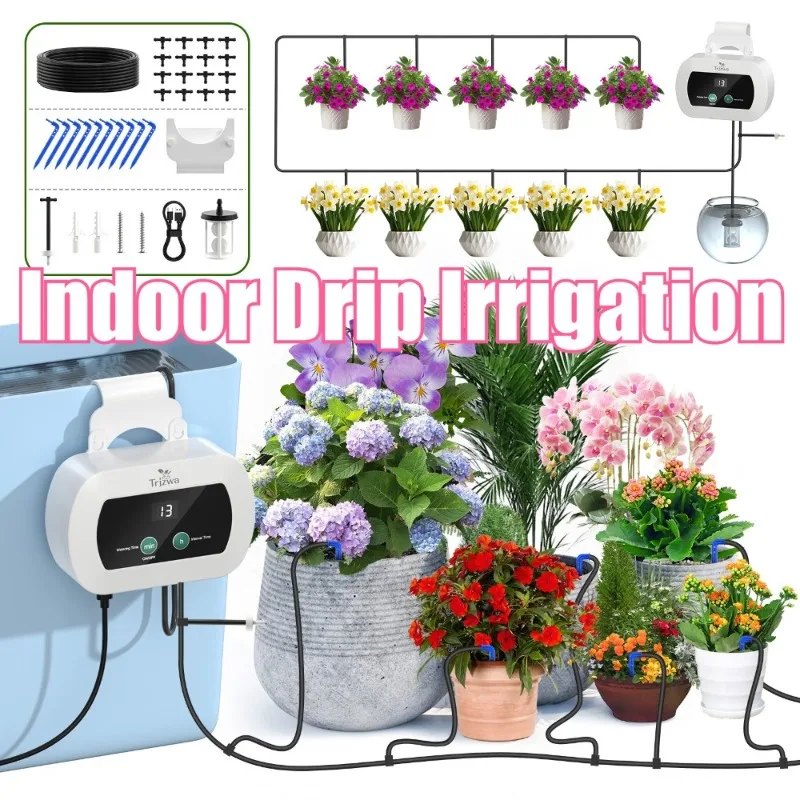 

Indoor Automatic Drip Irrigation System,Self Plant Watering Device,300 Timed Watering Programes 10 Drip Tips Etc Drip Accessory