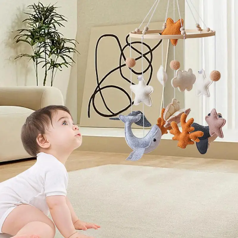 Mobile per bambini per culla Feltro Mobile per bambini Giocattoli per cartoni animati Appendibile Decorazione di animali marini per culla Nursery Bed Bell Ragazzi Ragazze